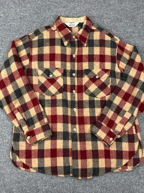 Woolrich Men's XL Wool Plaid Flannel Field Shirt Vintage Made in USA